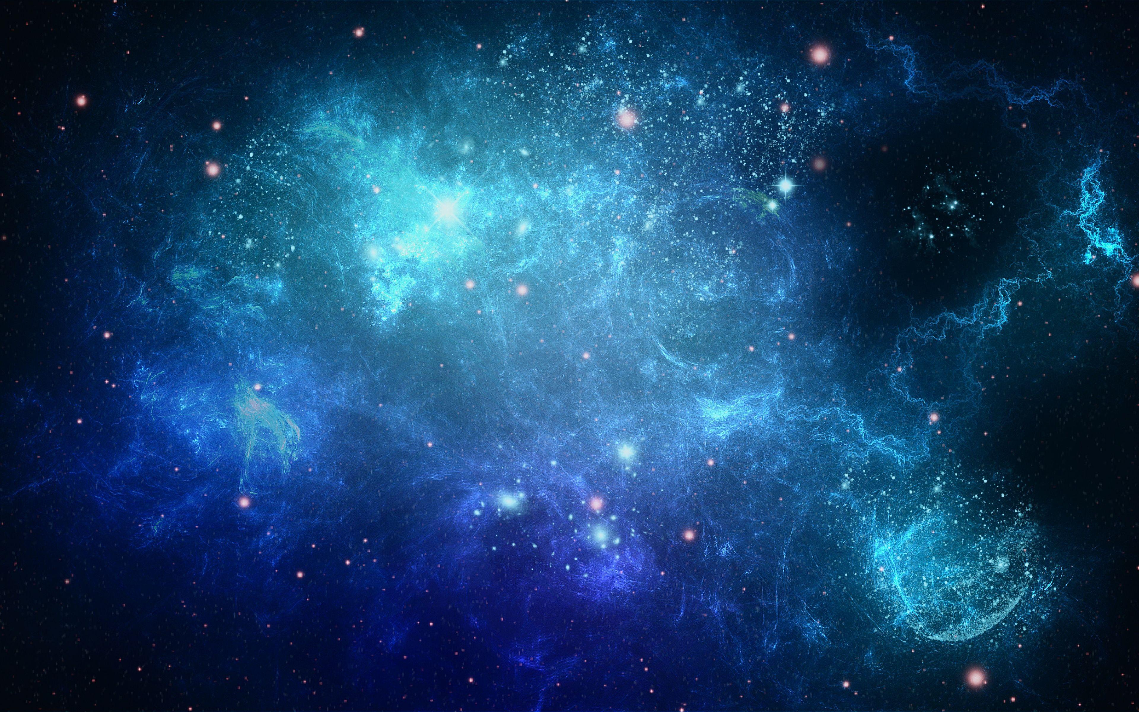 3840x2400 Nền HD Không gian đẹp Cụm sao Thiên hà Khí màu xanh lam tím