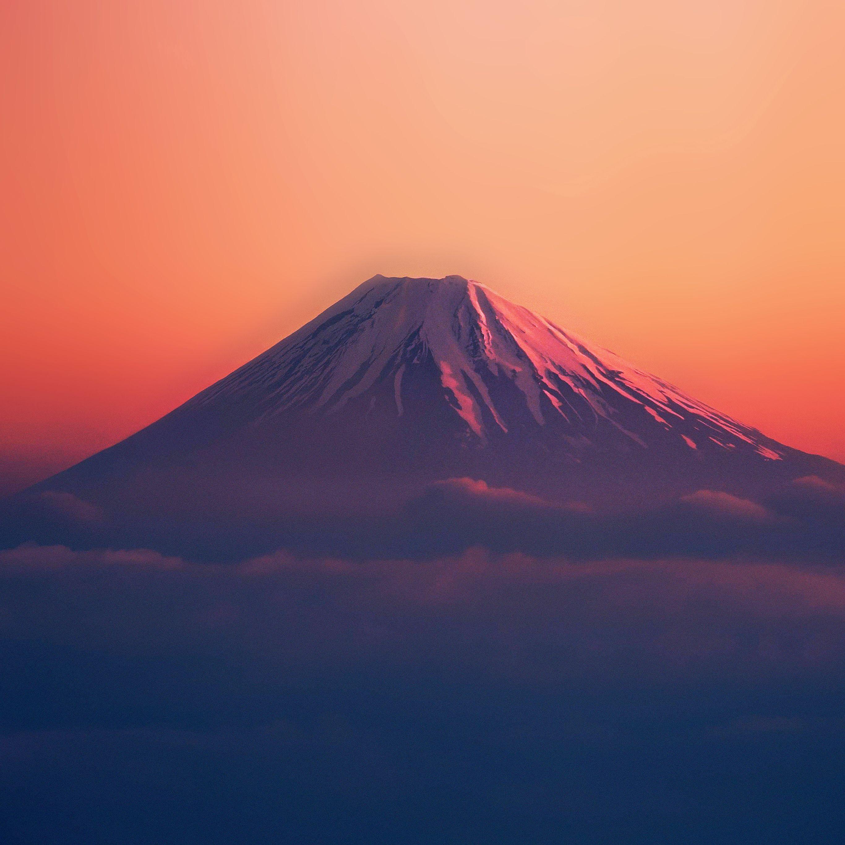 2732x2732 Fuji Red Mountain Alone Wallpaper