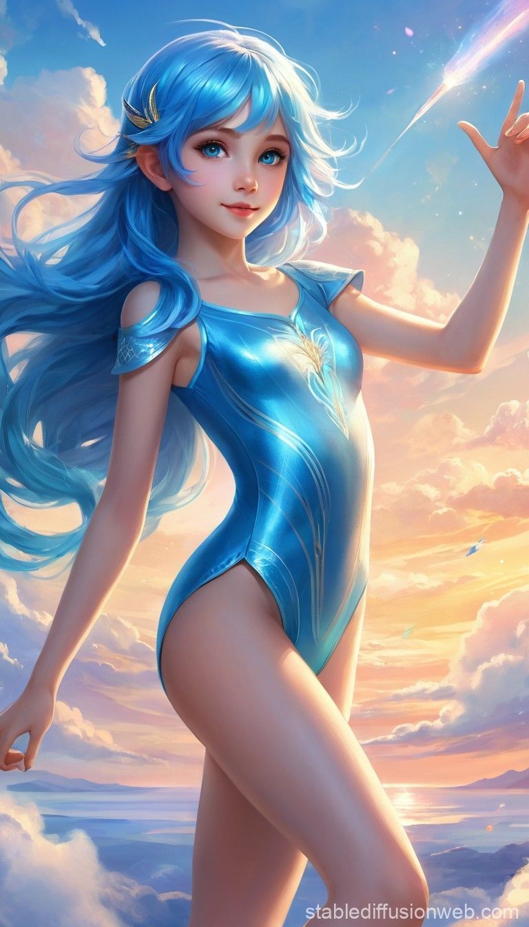 768x1344 Elementary School Student in Blue Hair