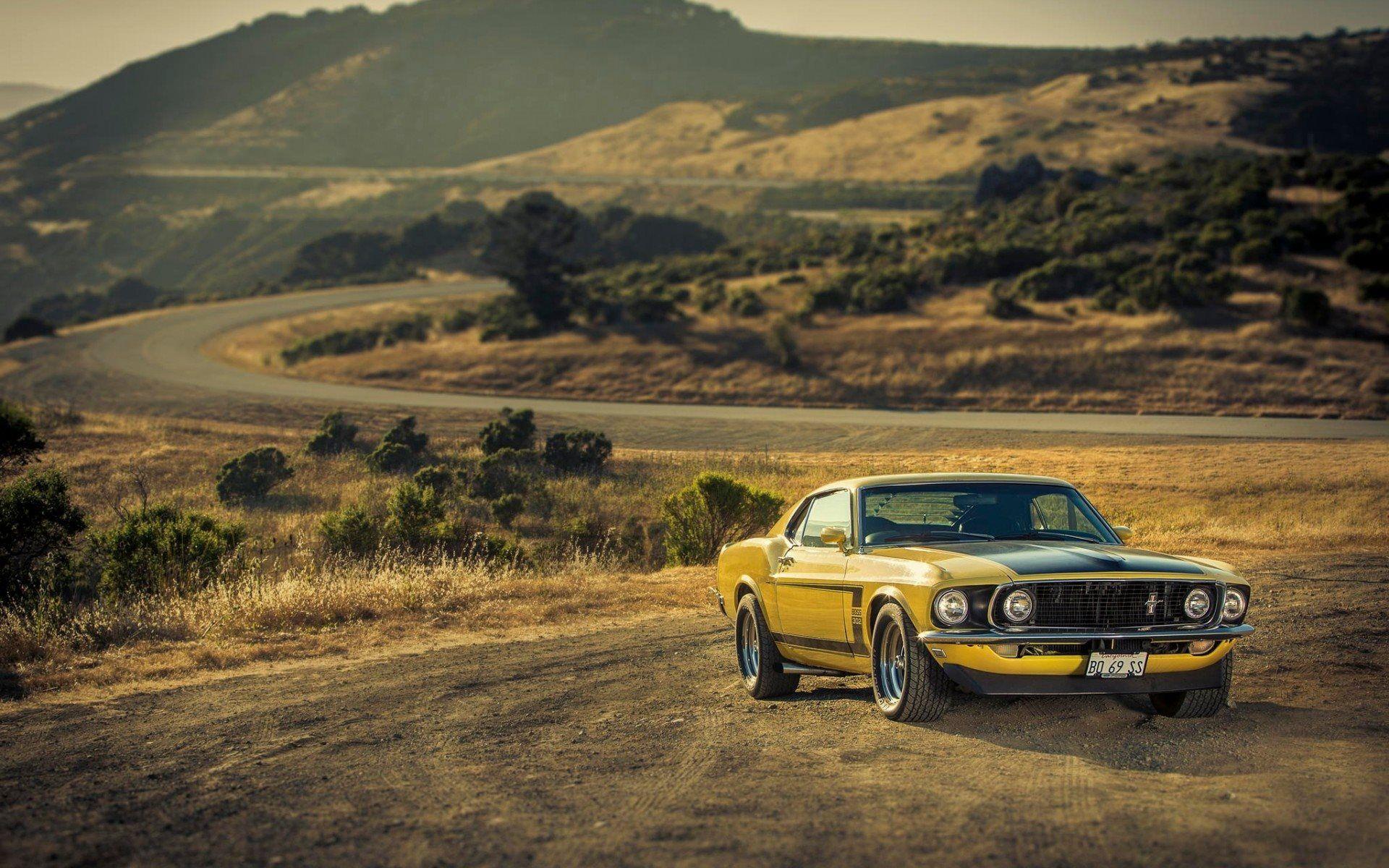 1920x1200 Download wallpaper muscle cars, desert, road, Ford Mustang