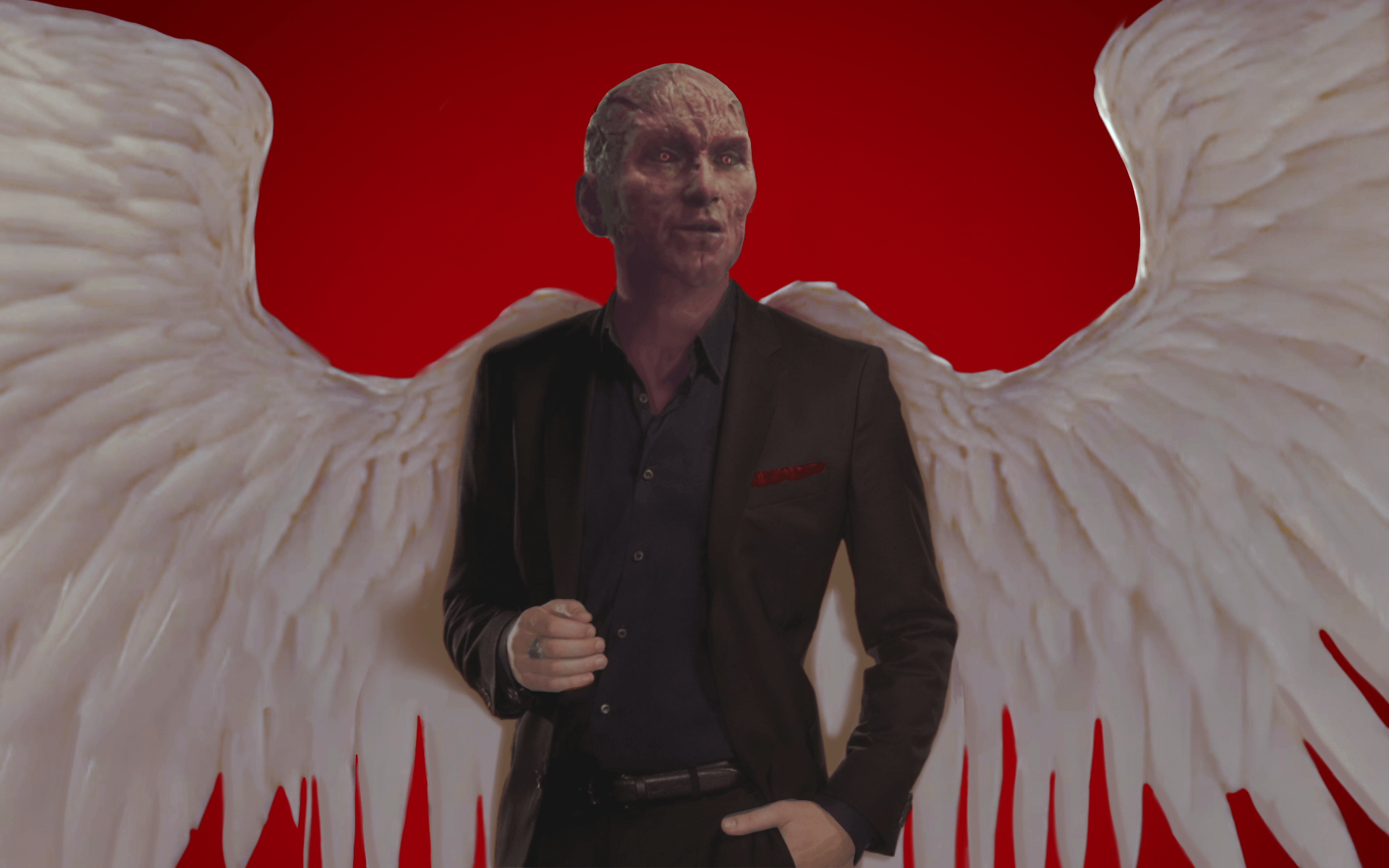 1920x1200 Devil face and his Angel wings