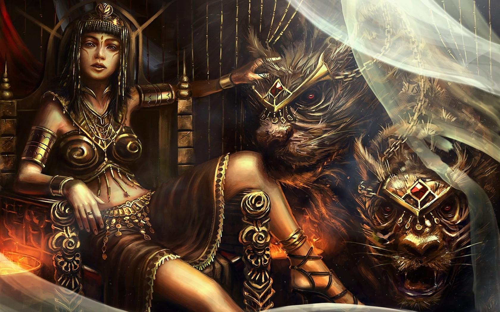 1680x1050 EGYPTIAN VAMPIRE QUEEN AND HER PETS WALLPAPER