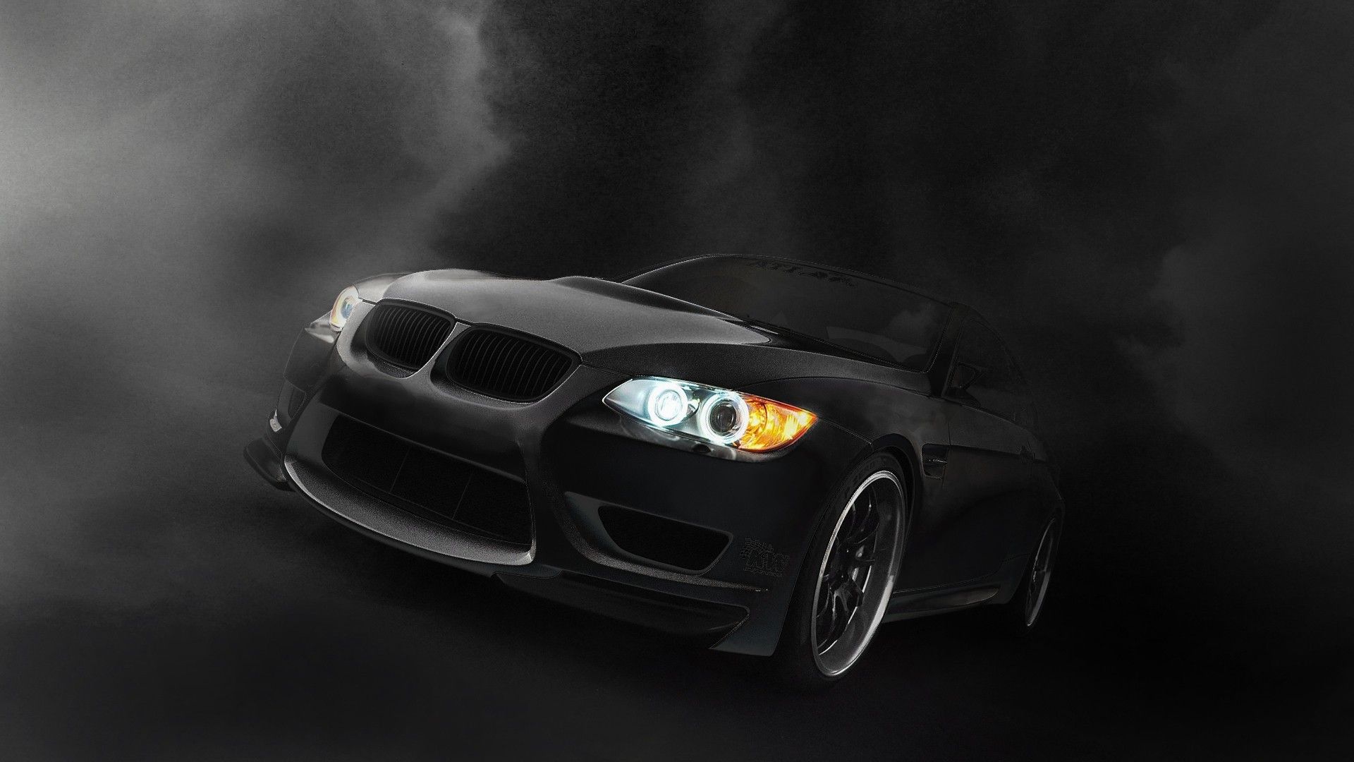 1920x1080 Wallpaper black, lights, BMW, BMW, dark, twilight, black car for mobile and desktop, section bmw, resolution 1920x1080