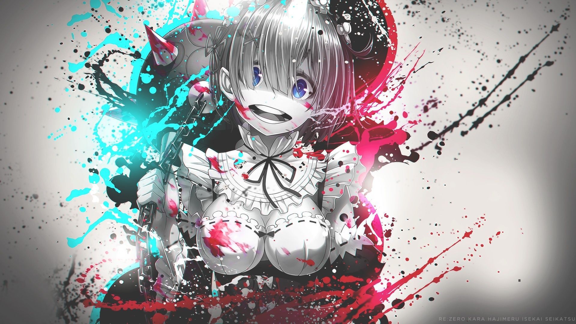 1920x1080 Wallpaper girl, anime, art, rem, REM