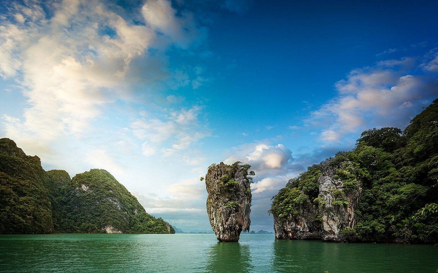 1400x875 Landscape, Nature, Sea, Island, Bay, Trees, Shrubs, Limestone, Rock