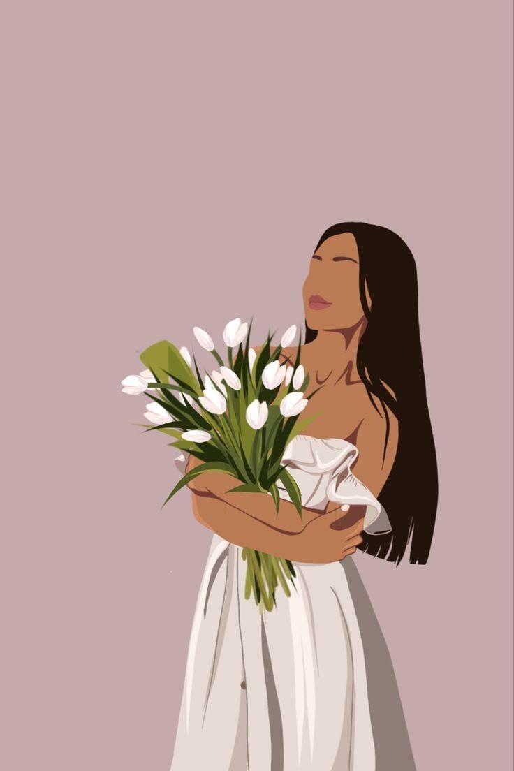 736x1104 Pretty white flower girl wallpaper