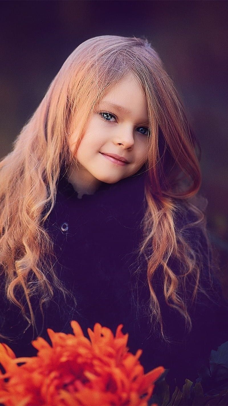 800x1422 HD little girl with flowers wallpaper