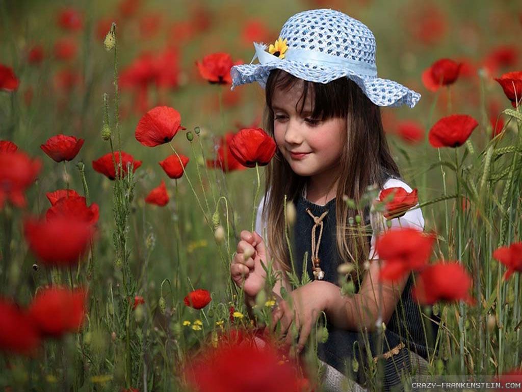 1024x768 Girl Poppy Flower wallpaperx768
