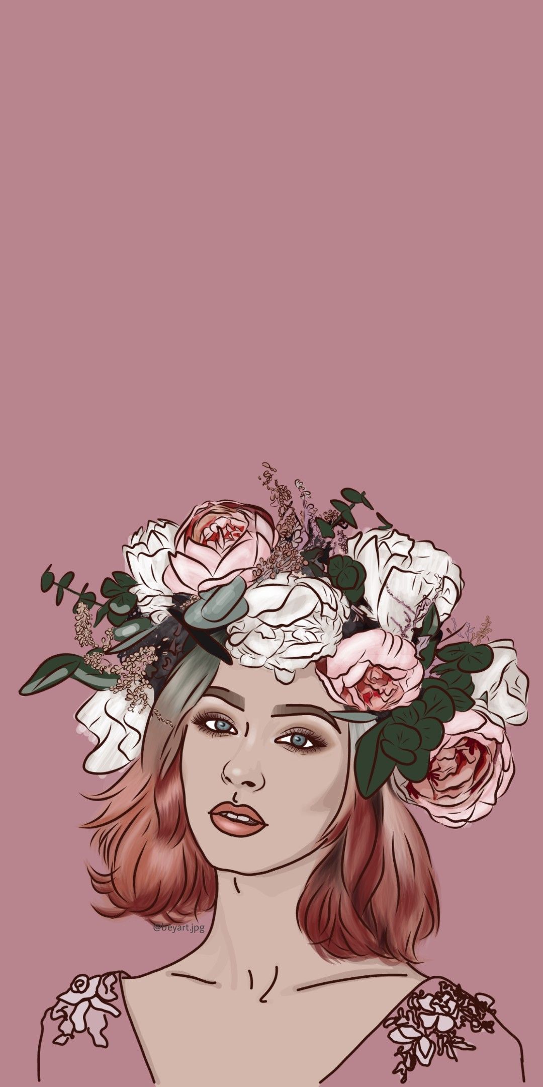 1080x2160 Girl With Flower Aesthetic Wallpaper