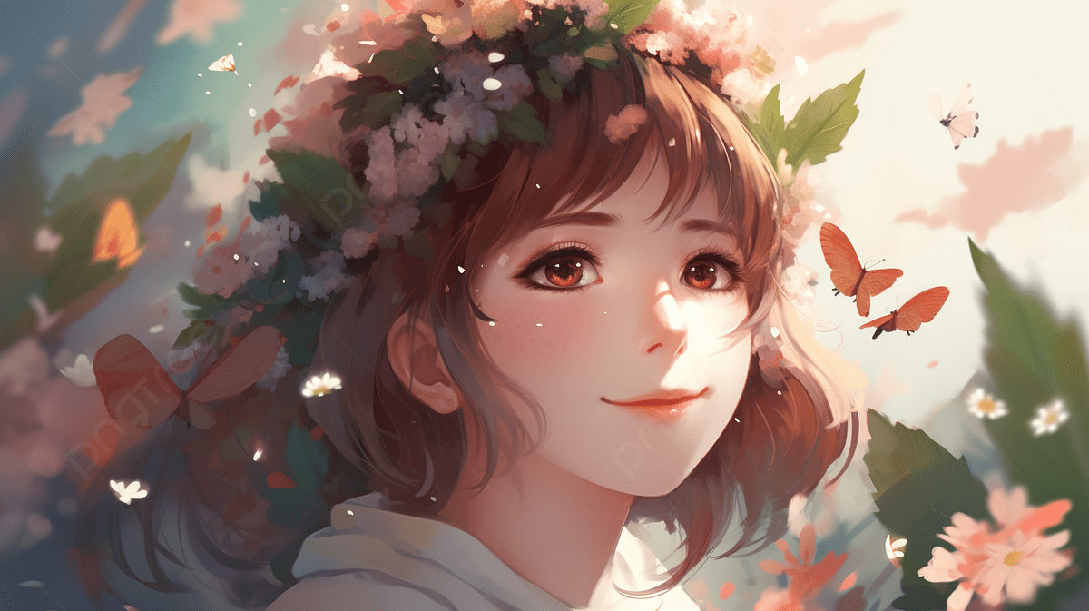 1200x673 An Anime Girl Has Flowers In Her Hair