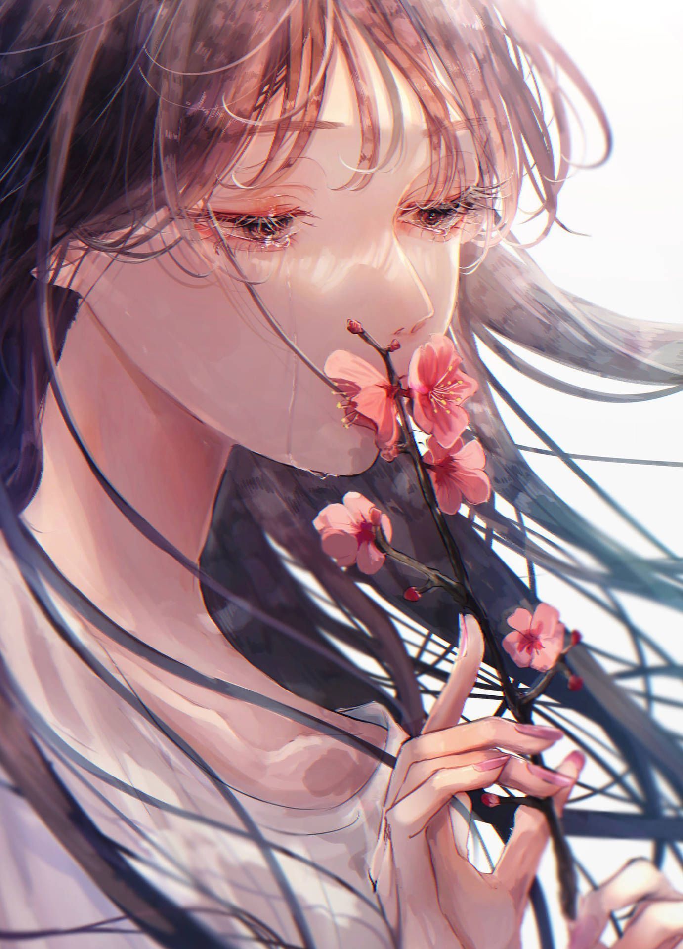 1382x1920 Download Aesthetic Sad Anime Girl Pink