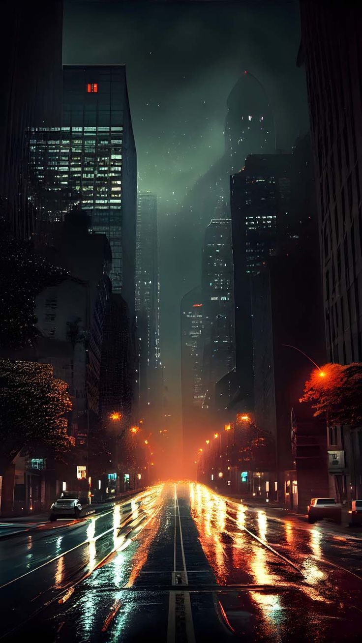 736x1308 City Night Road Ai Art iPhone Wallpaper HD