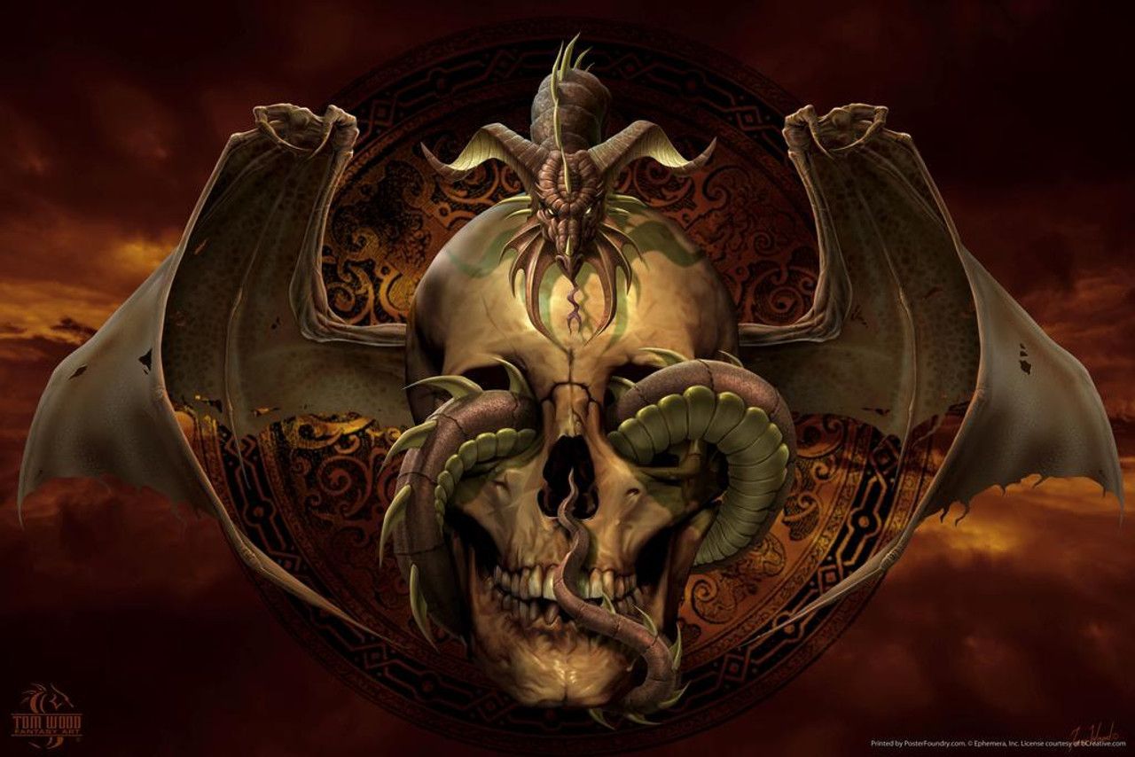 1280x854 Dragons Dissent Skull Dragon Symbol