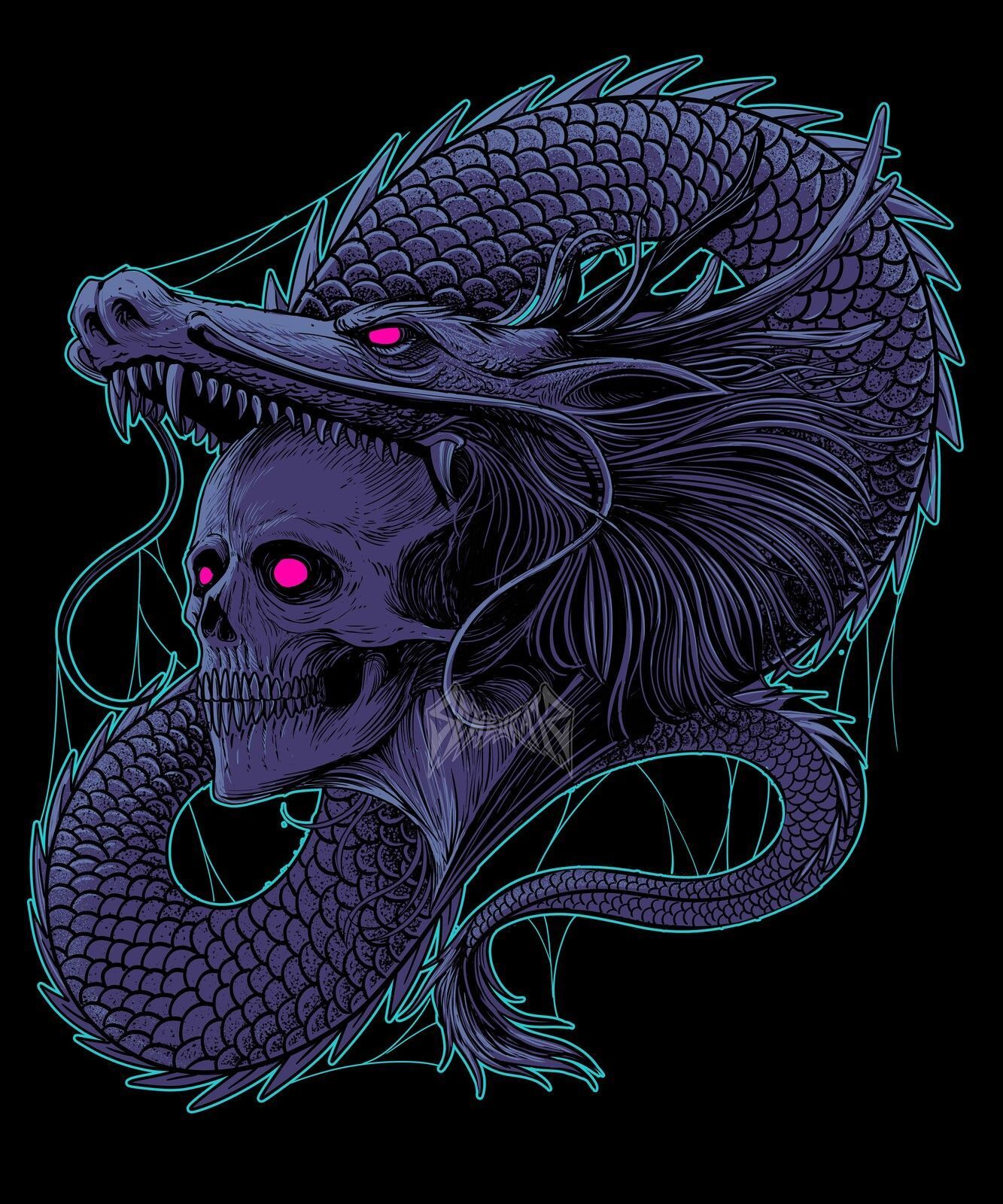 1333x1600 Dragon SKULL, semburats