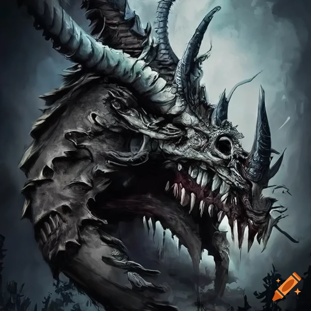 1024x1024 Artwork of a mythical dragon skull