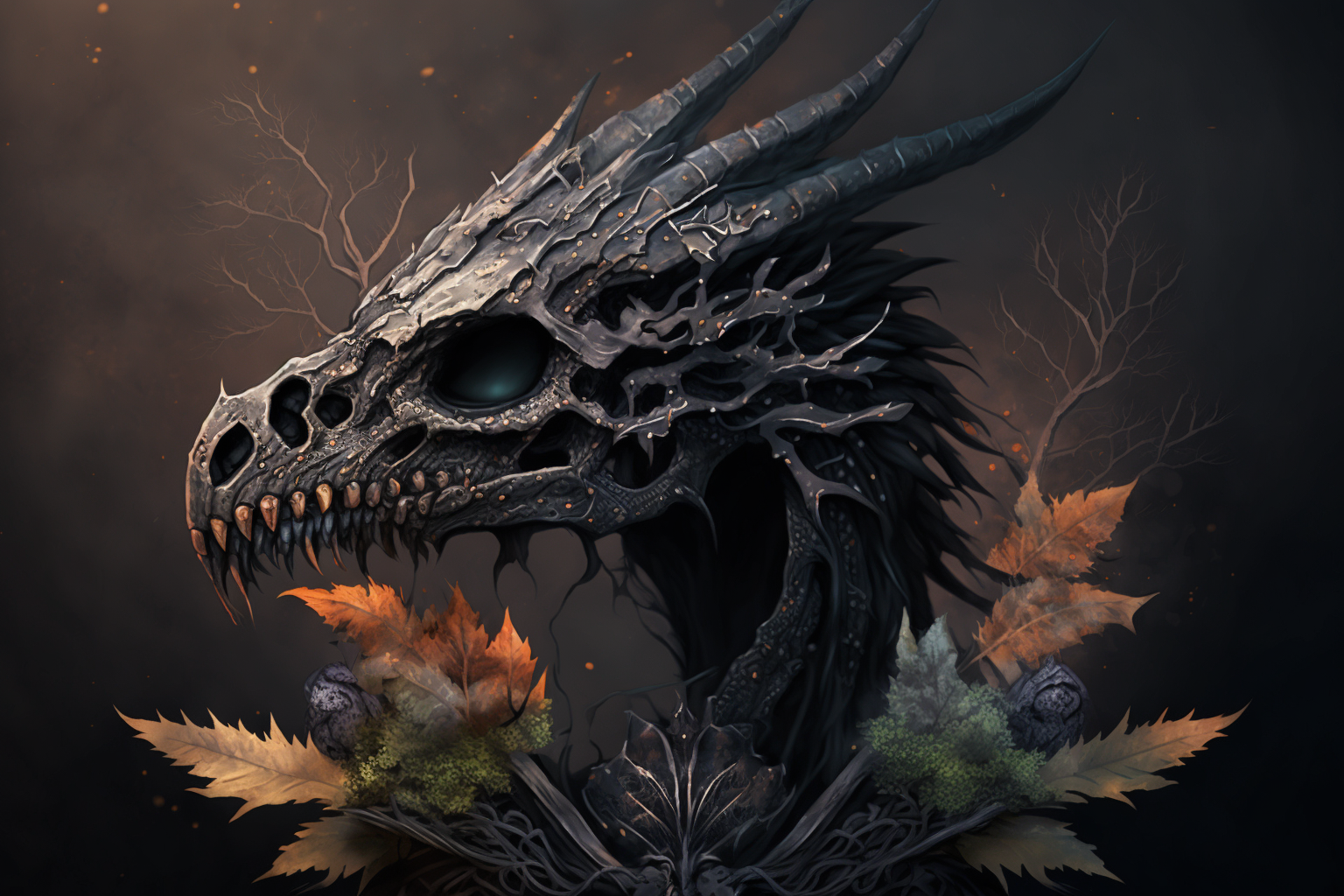 1536x1024 Dragon Skull Illustration 1 Graphic
