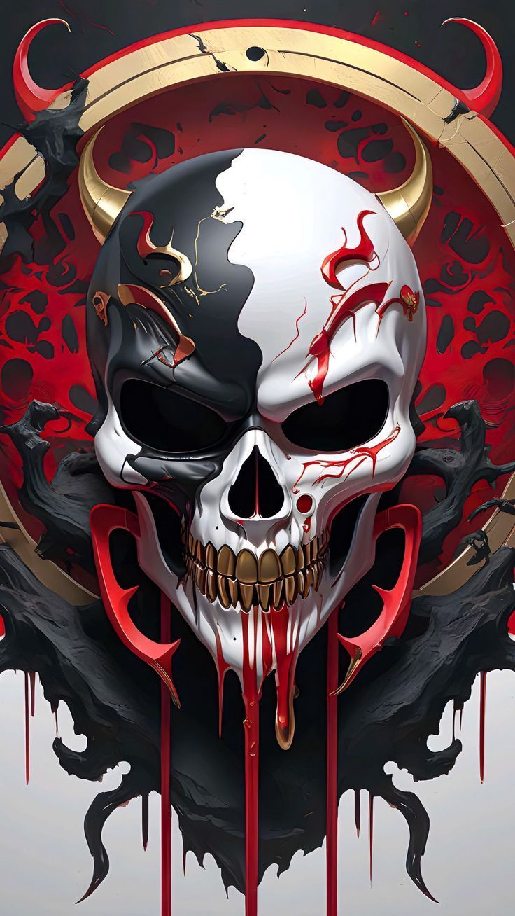 736x1308 Wallpaper skull, white, black, art, Art