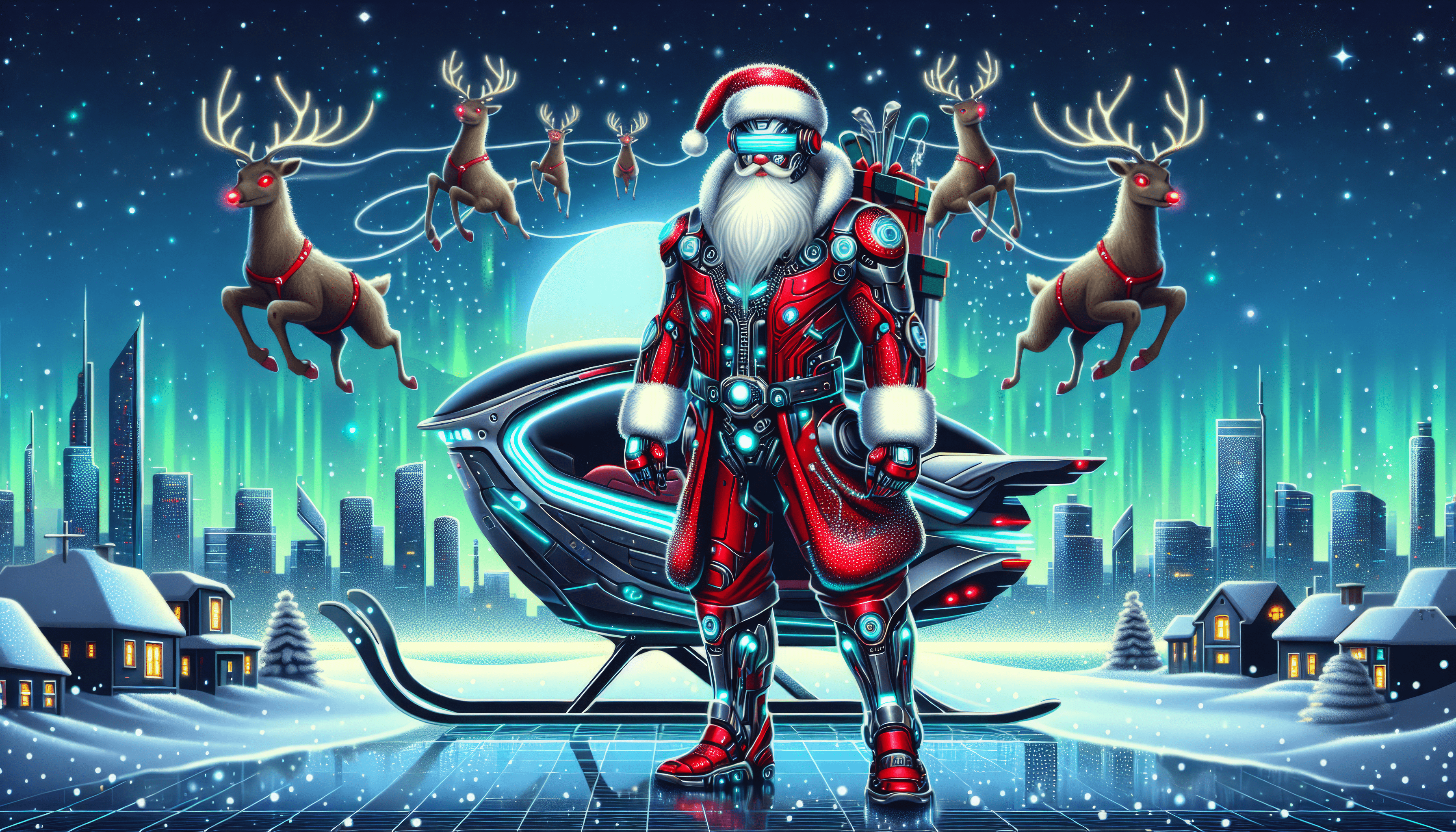 3584x2048 Futuristic Santa Claus HD Wallpaper