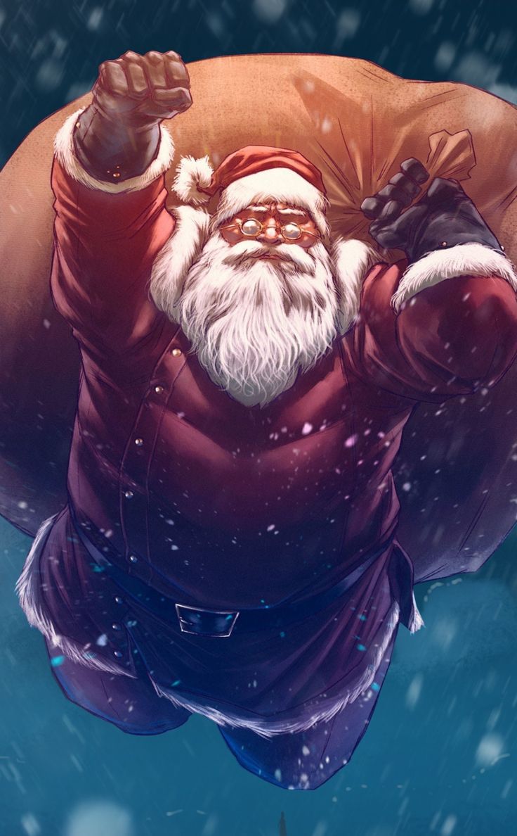 736x1188 Christmas Santa, flight, digital art