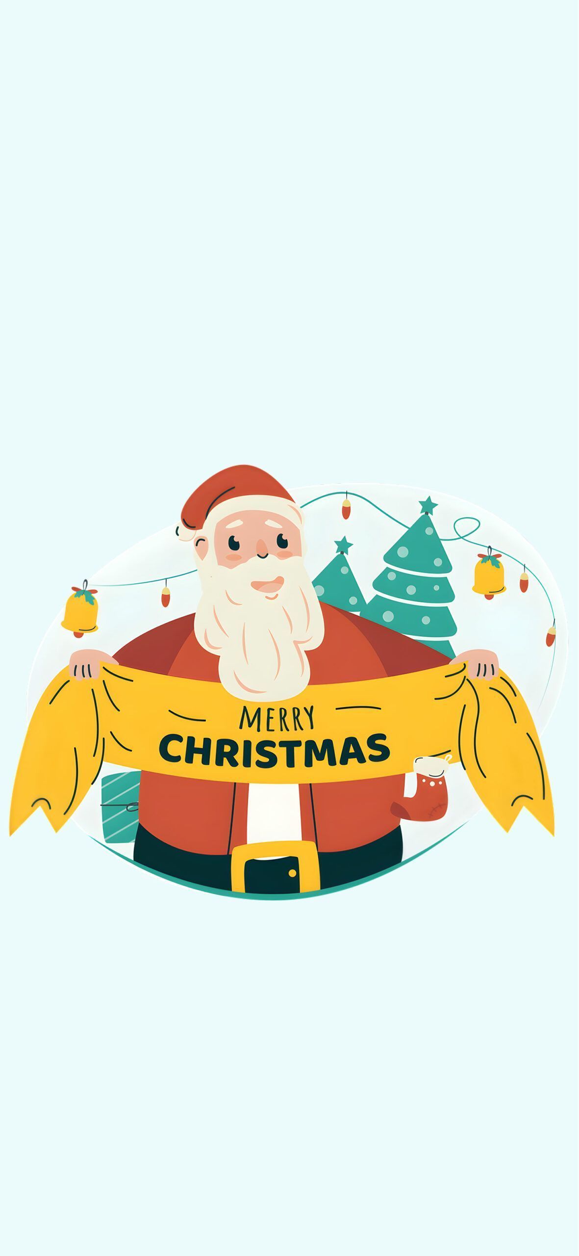 1181x2560 Santa Claus with Christmas Banner White