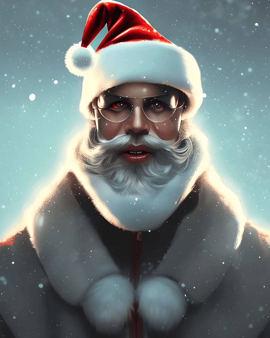 1024x1280 Futuristic Santa Graphic