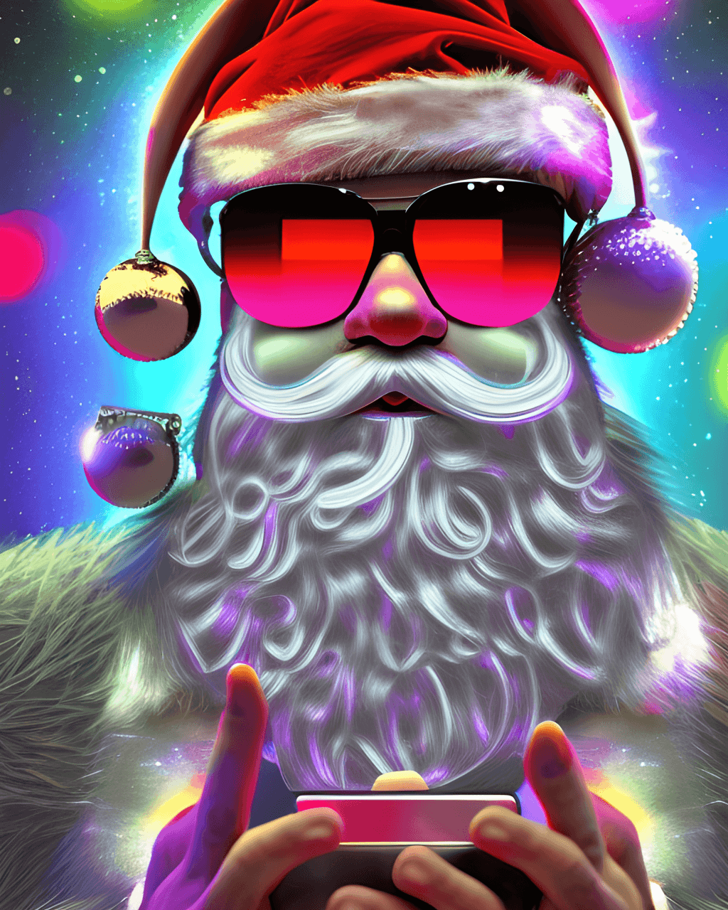 1024x1280 Trippy 3D Psychedelic DJ Santa at Party