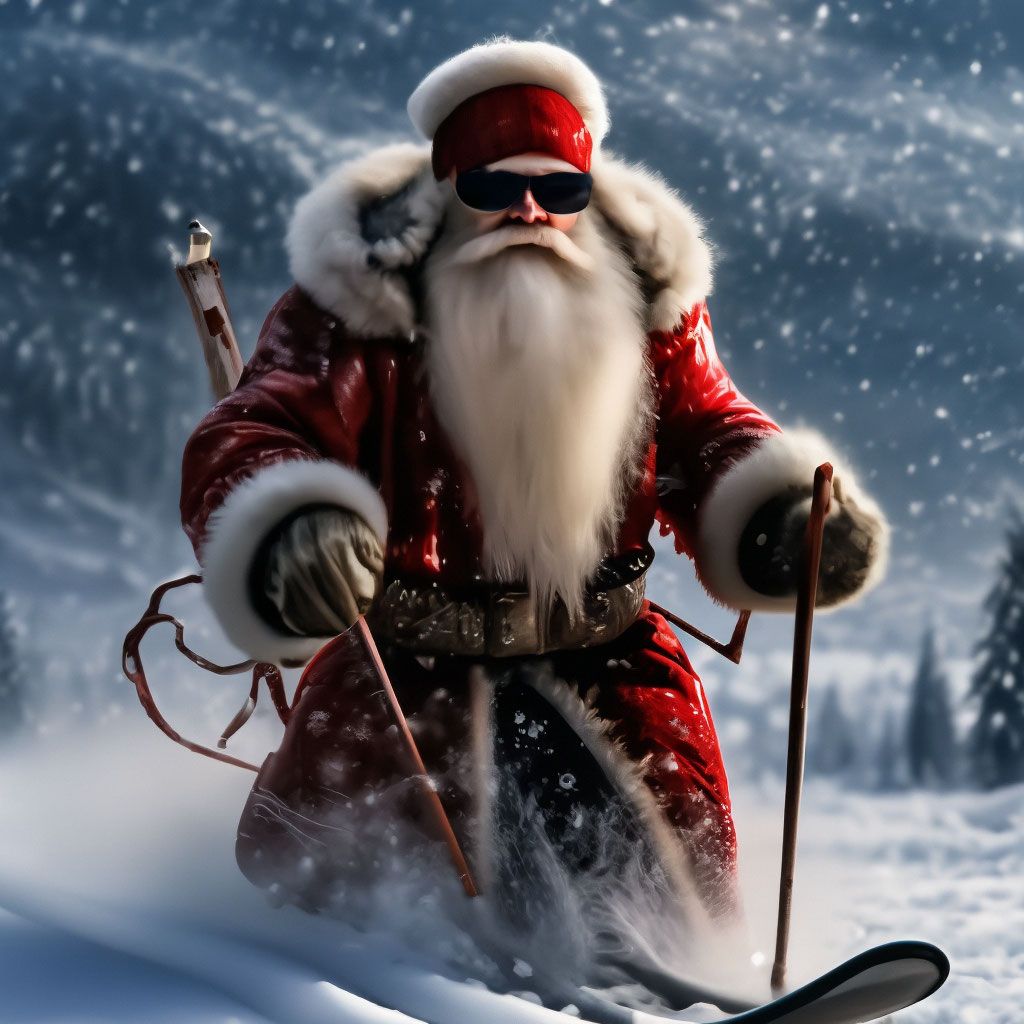 1024x1024 Santa Claus in the style of zz top