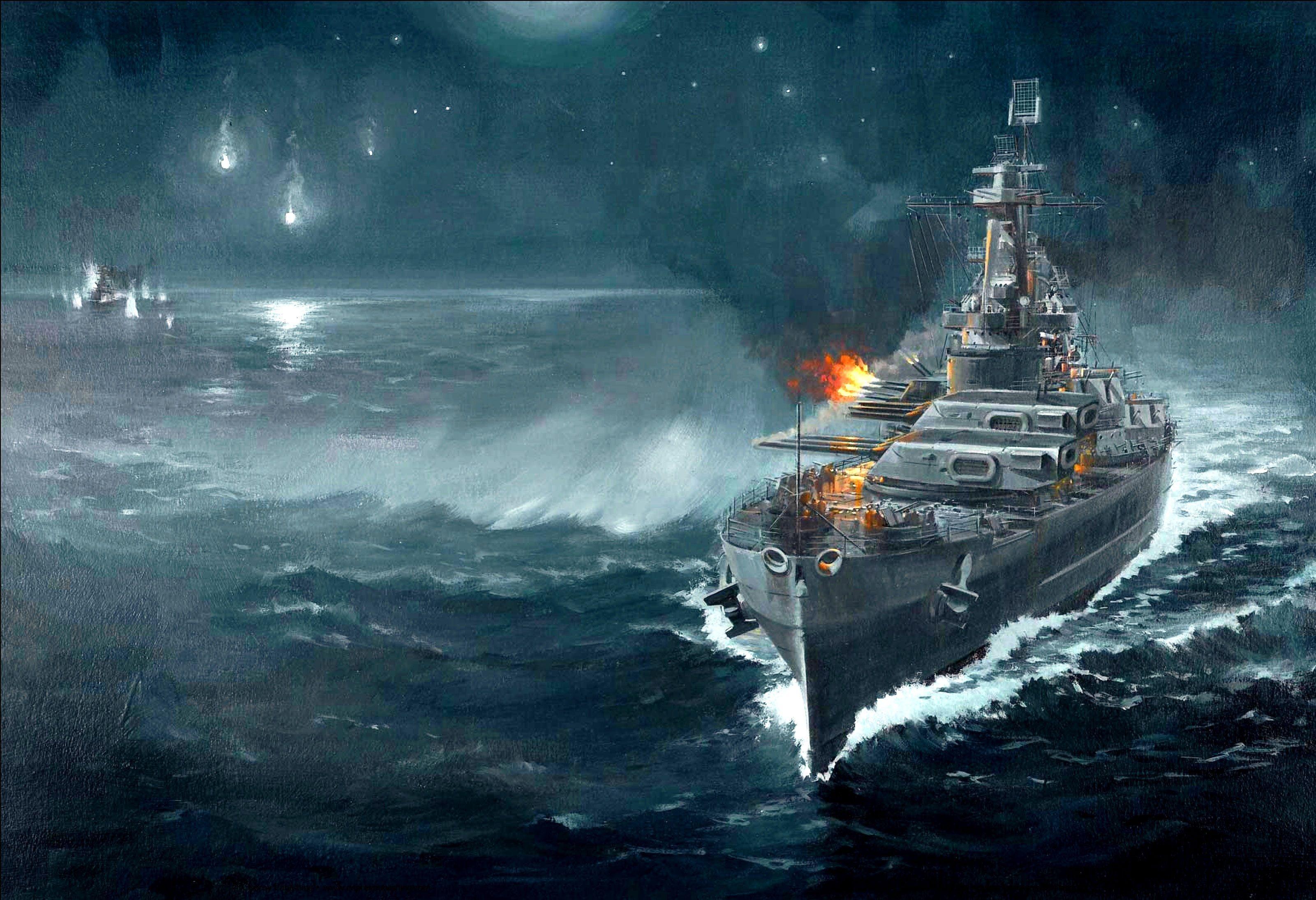 3201x2190 Battleship war battle ship boat military art painting wallpaper