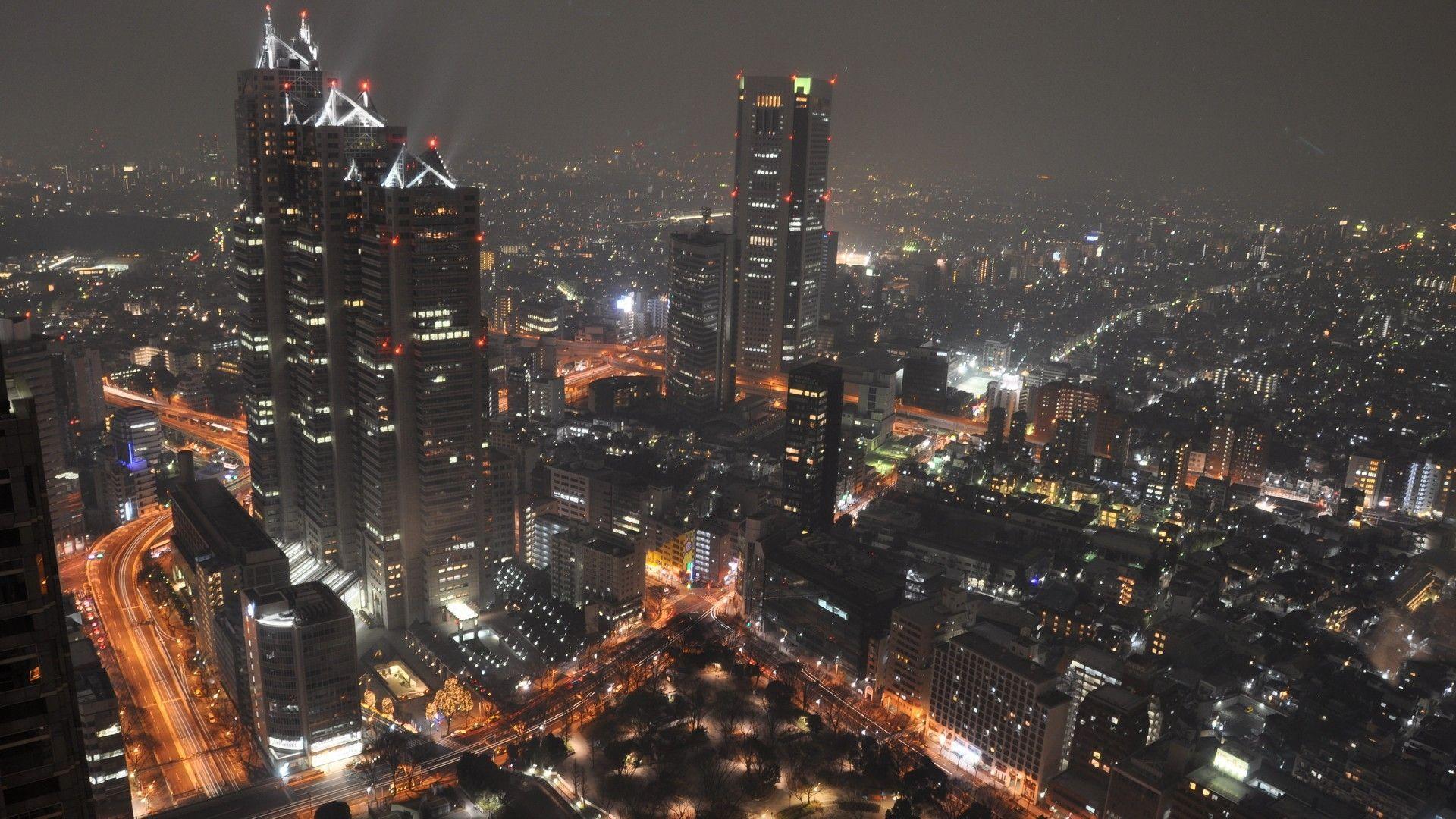 1920x1080 Wallpaper Japan, Tokyo, Night, Lights city, Top view HD, Picture, Image