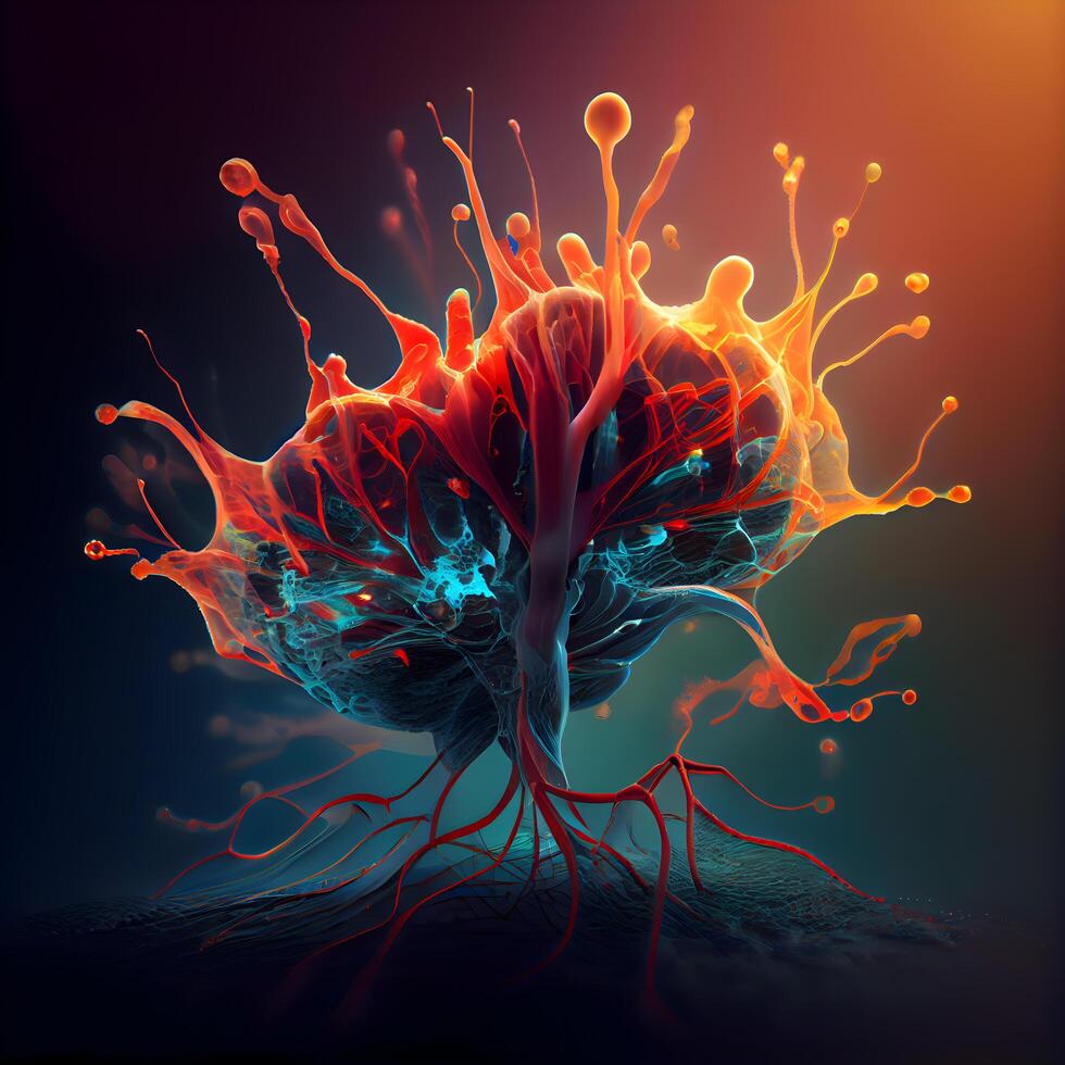 980x980 Human heart with blood vessels. 3D