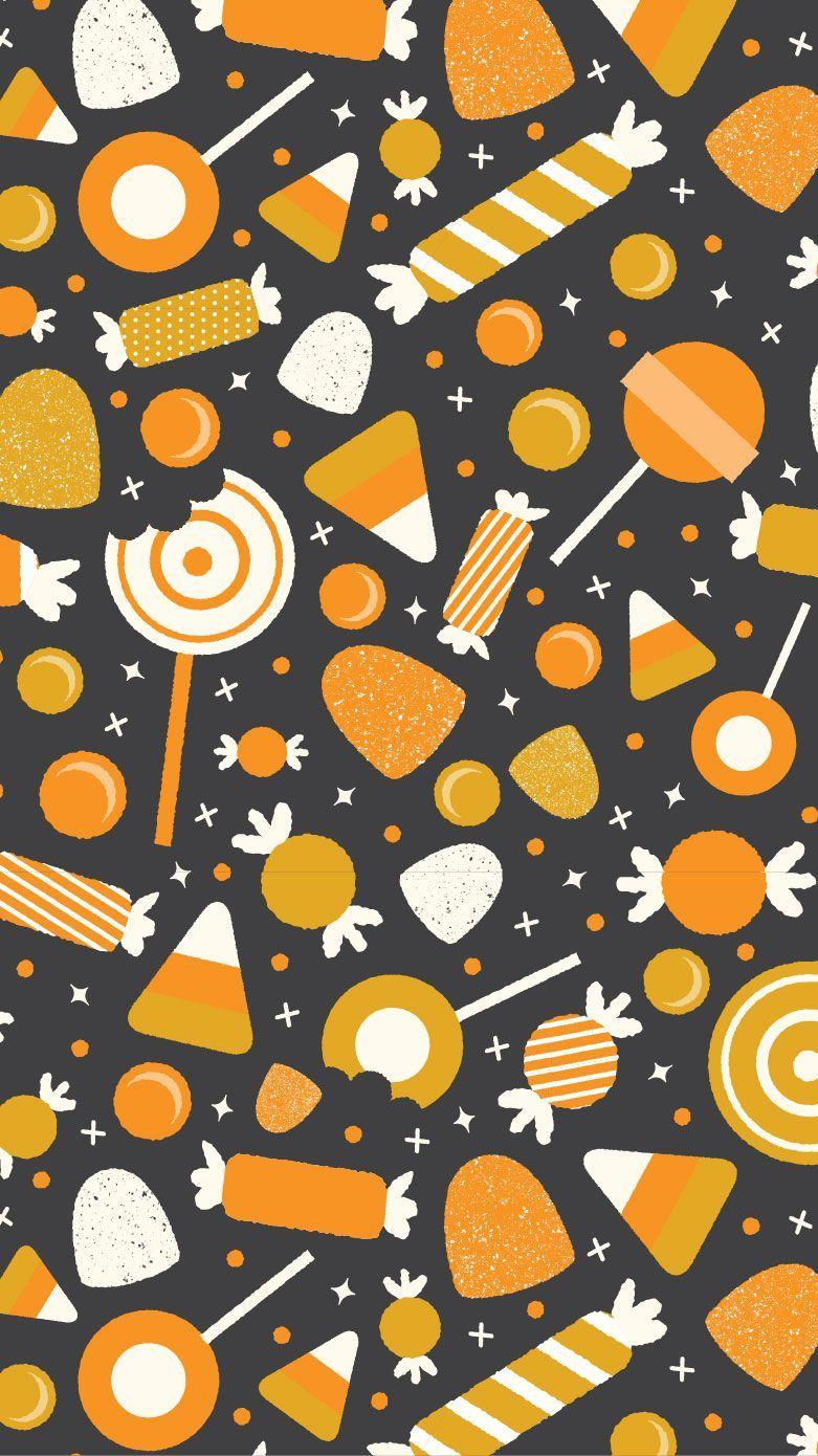 781x1390 Halloween Candy Pattern Cheers + Co. Wallpaper