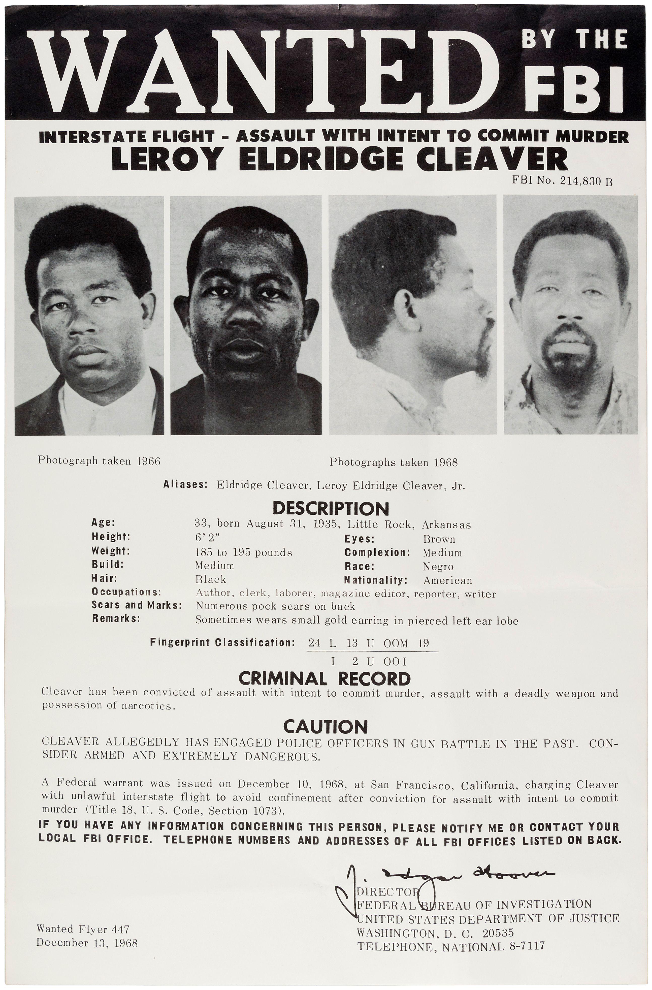 2588x3928 Hake's WANTED BY THE F.B.I. LEROY ELDRIDGE CLEAVER