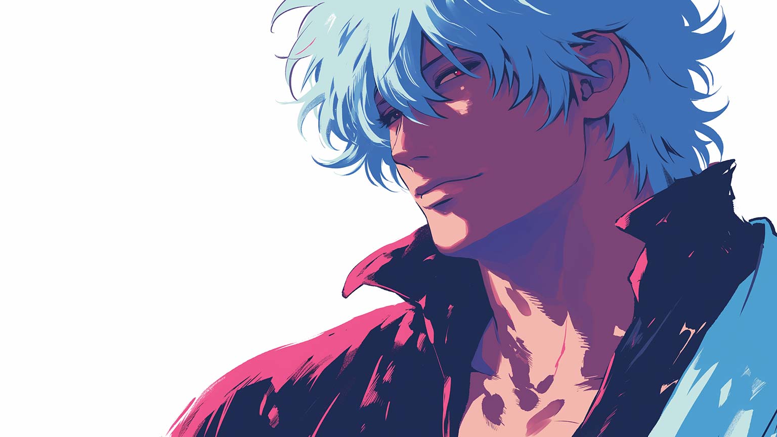 1536x864 Gintama Gintoki Sakata White Desktop