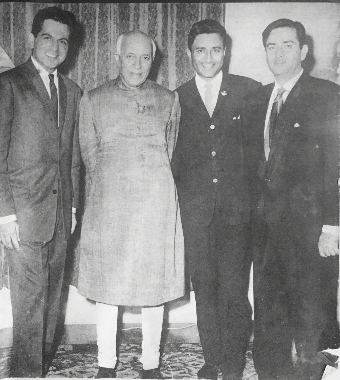 1194x1334 Nehru with Dilip Kumar, Dev Anand and Raj Kapoor