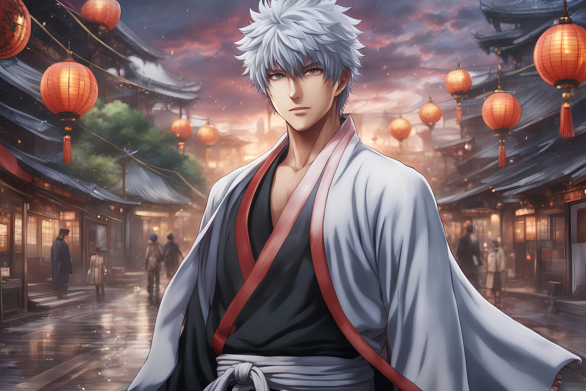 1920x1280 Gintoki in 8k Gintama artstyle, 2D th