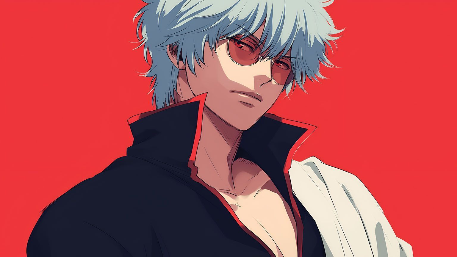 1536x864 Gintoki Sakata Red Anime Desktop
