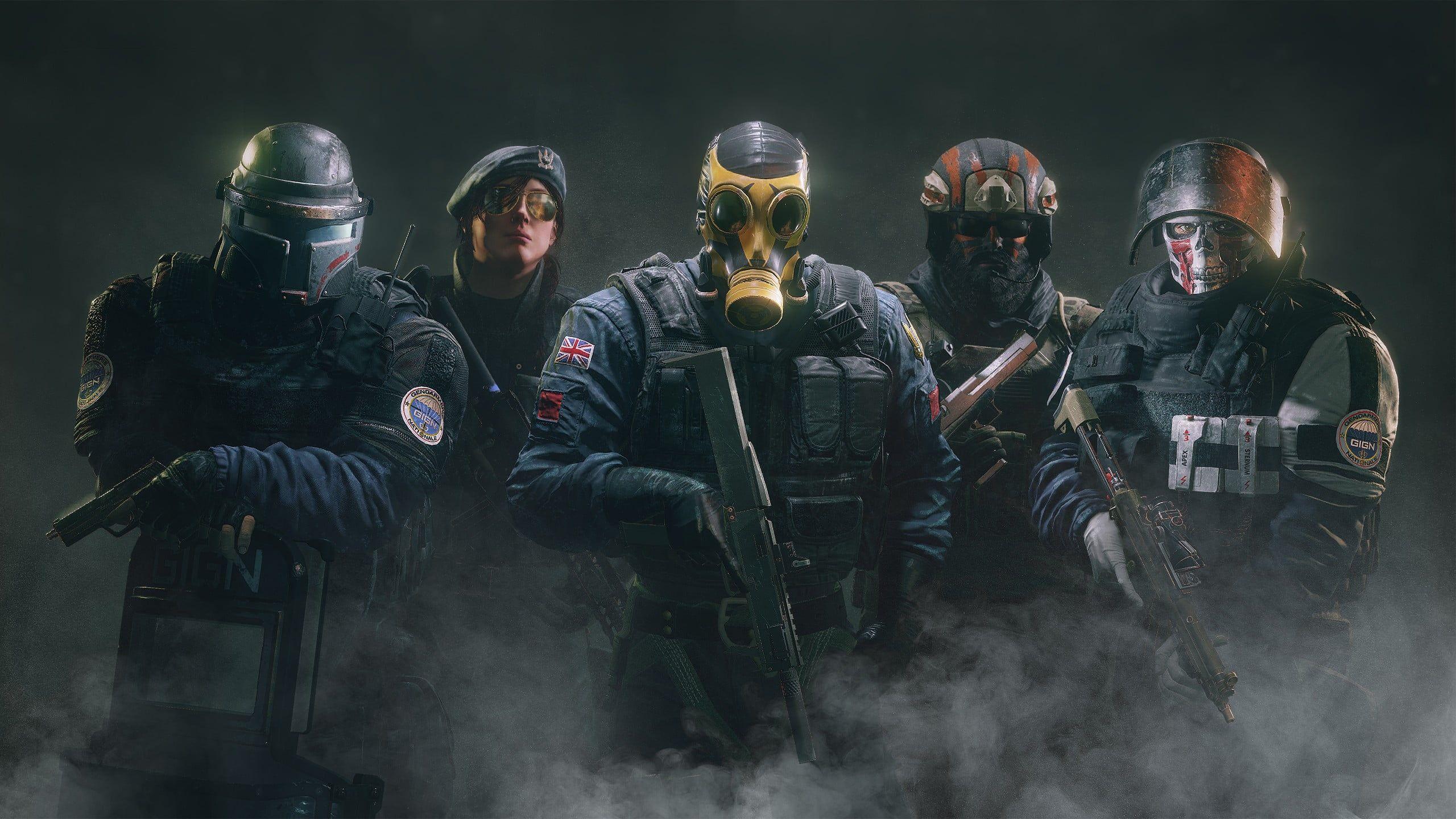 2560x1440 Five men with wearing military battle gears HD wallpaper. Wallpaper