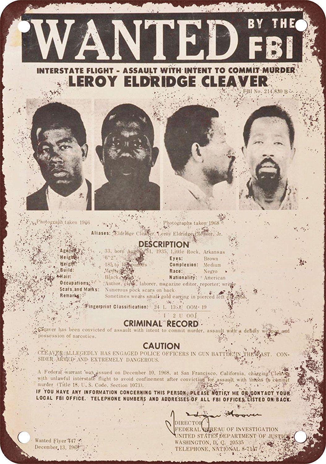 1054x1500 METAL SIGN Eldridge Cleaver Wanted