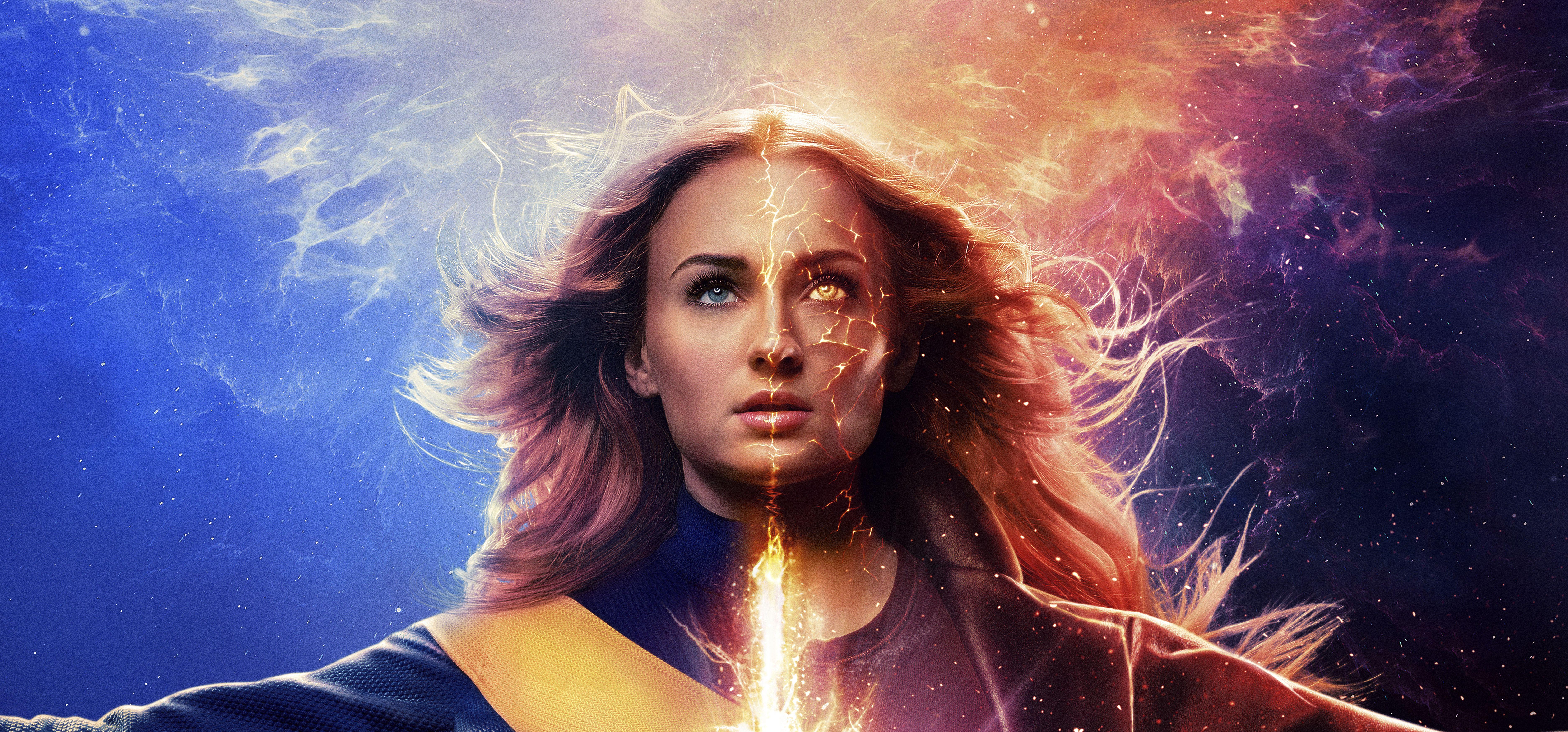 7502x3500 Wallpaper Dark Phoenix, Jean Grey, Sophie Turner, 4K, 8K