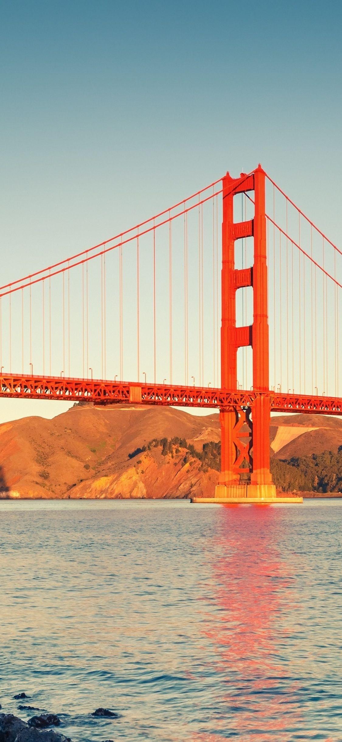 1125x2436 Download 1125x2436 wallpaper bridge, architecture, golden