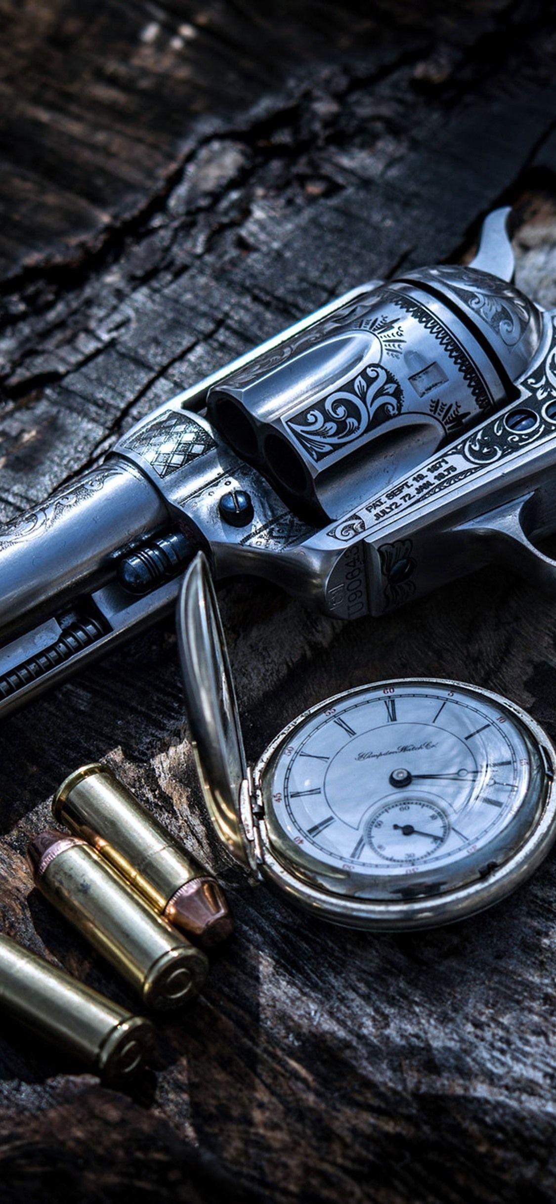 1125x2436 Gun, Bullets, Weapon, Pocket Watch 1125x2436 IPhone XS X