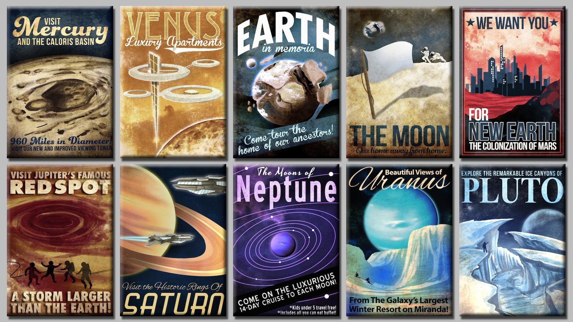 1920x1080 Space travel posters I turned into a wallpaper. [1920x1080]. Space travel art, Space travel posters, Retro futuristic