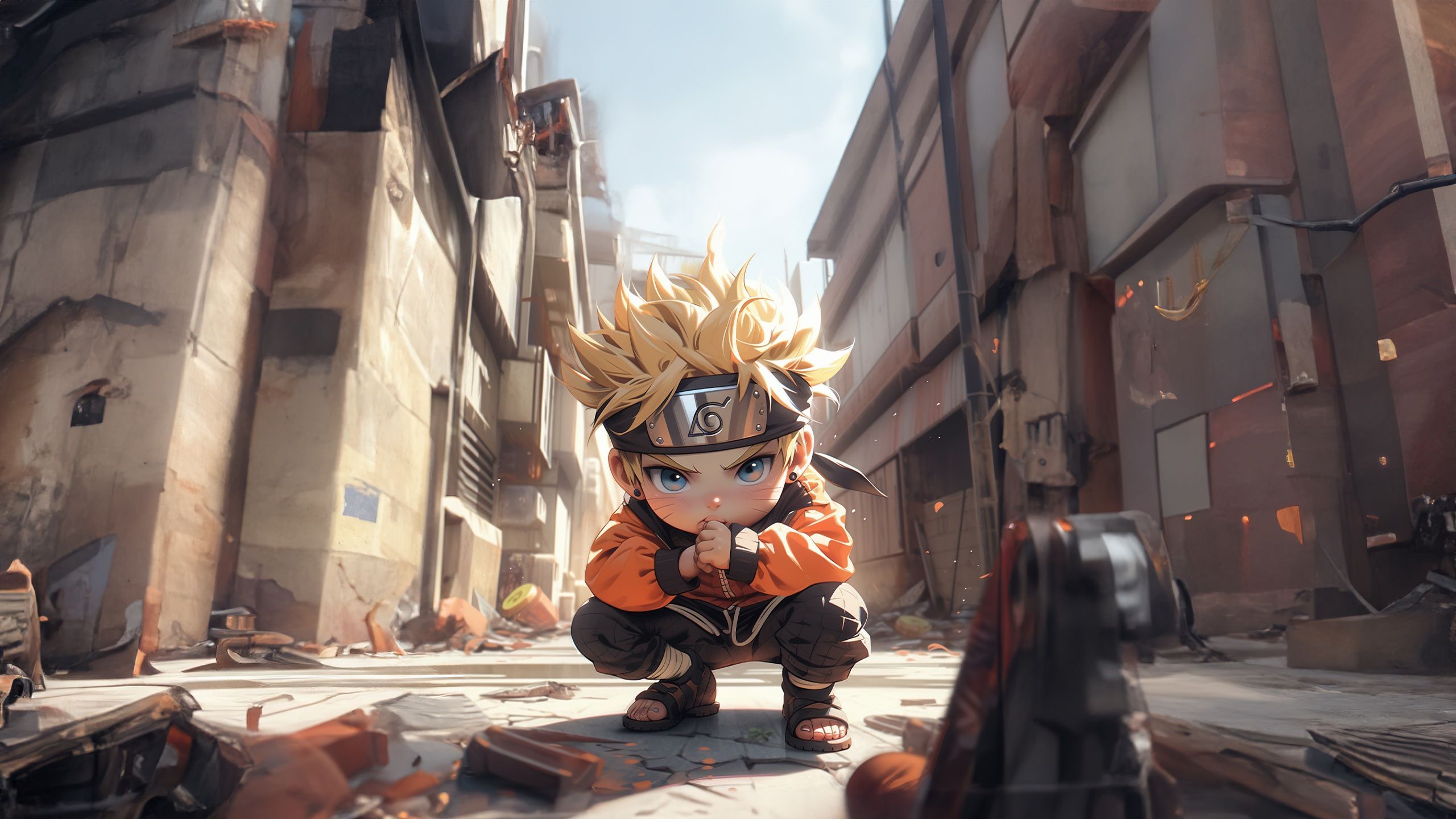 2560x1440 Naruto Uzumaki Wallpaper 4K, Chibi, AI art