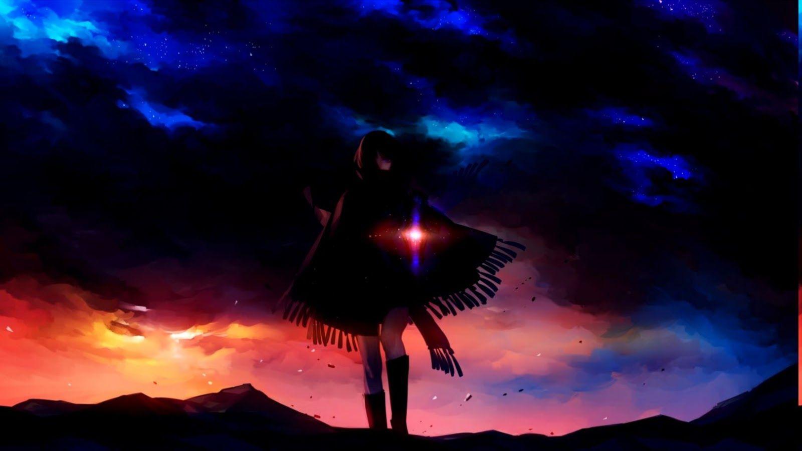 1600x901 Dark Anime Girl Wallpaper HD