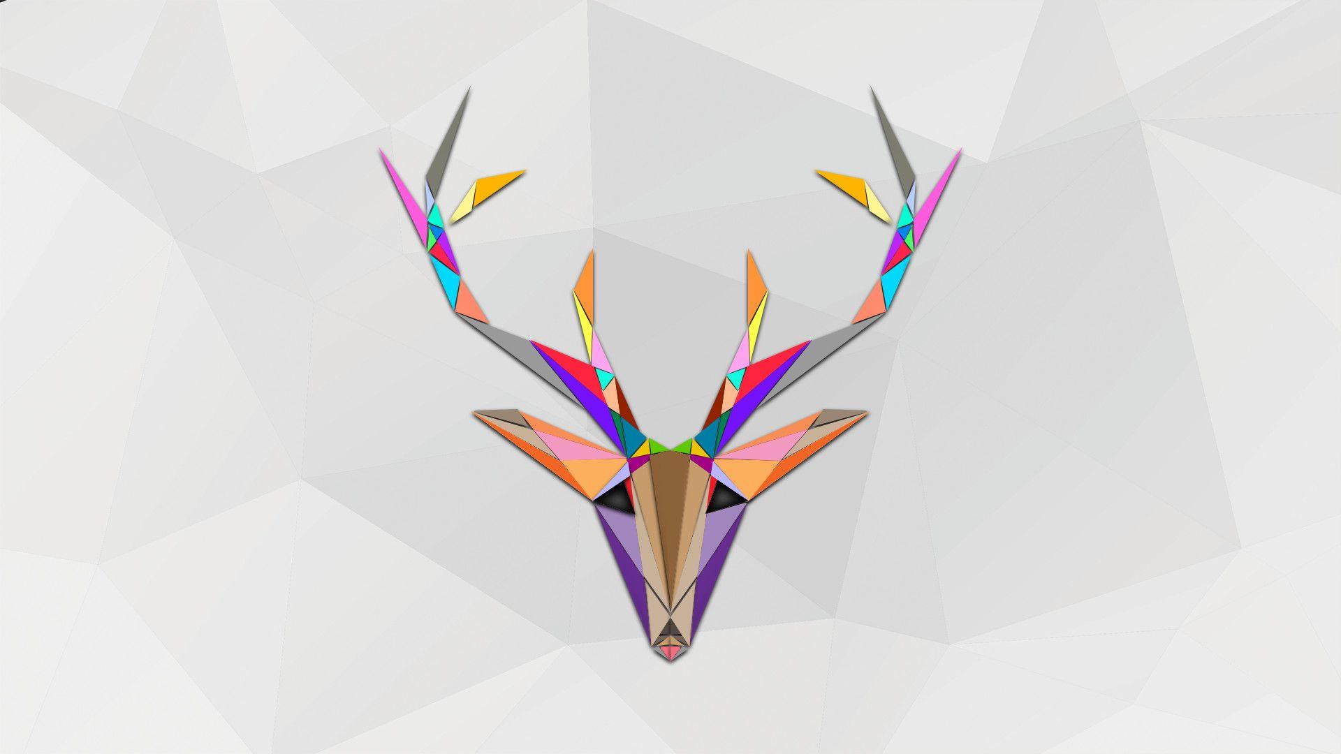 1920x1080 Polygonal Reindeer Colorful Desktop Wallpaper