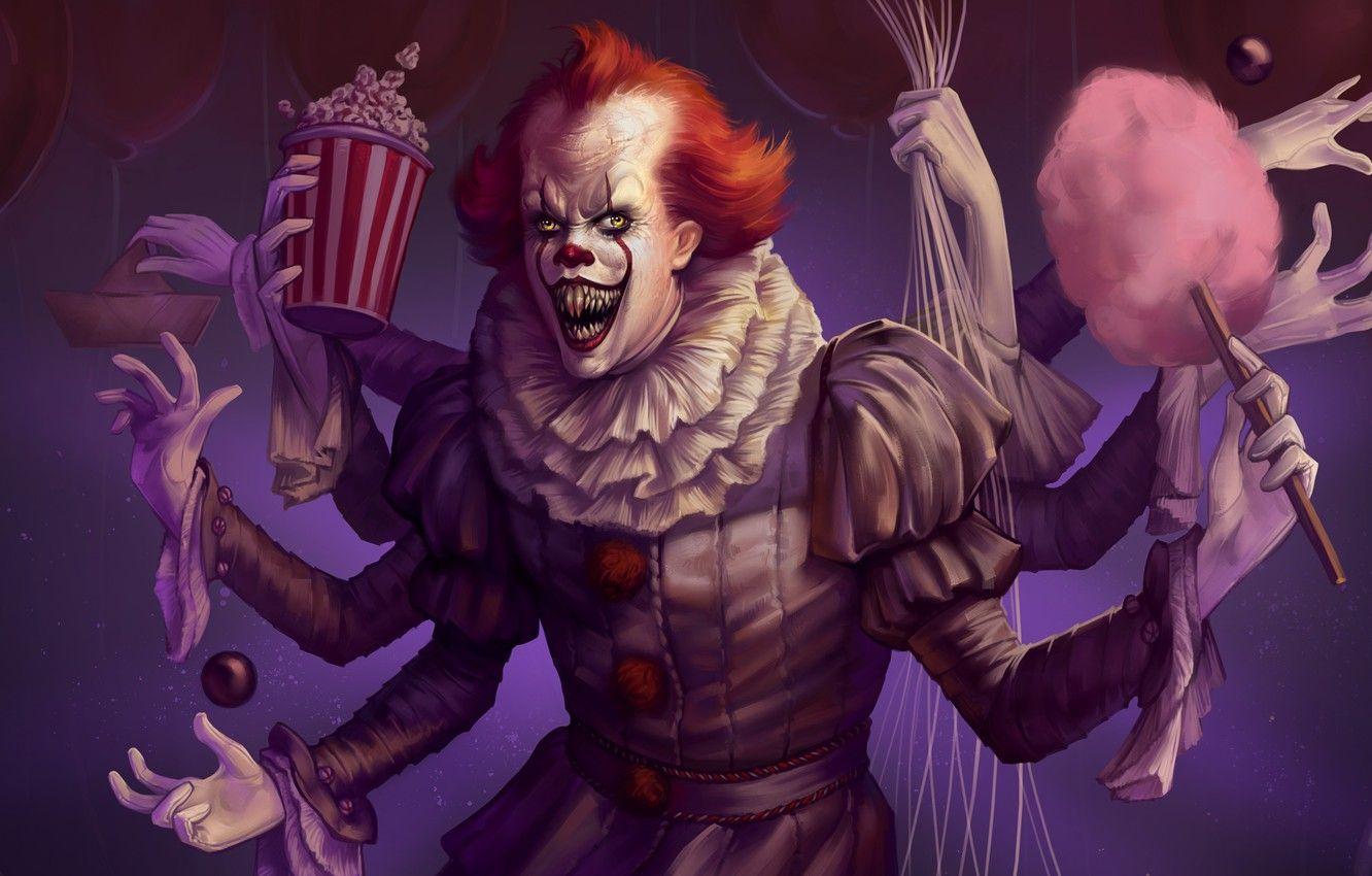 1332x850 Wallpaper clown, art, many hands, Artwork, It, Pennywise
