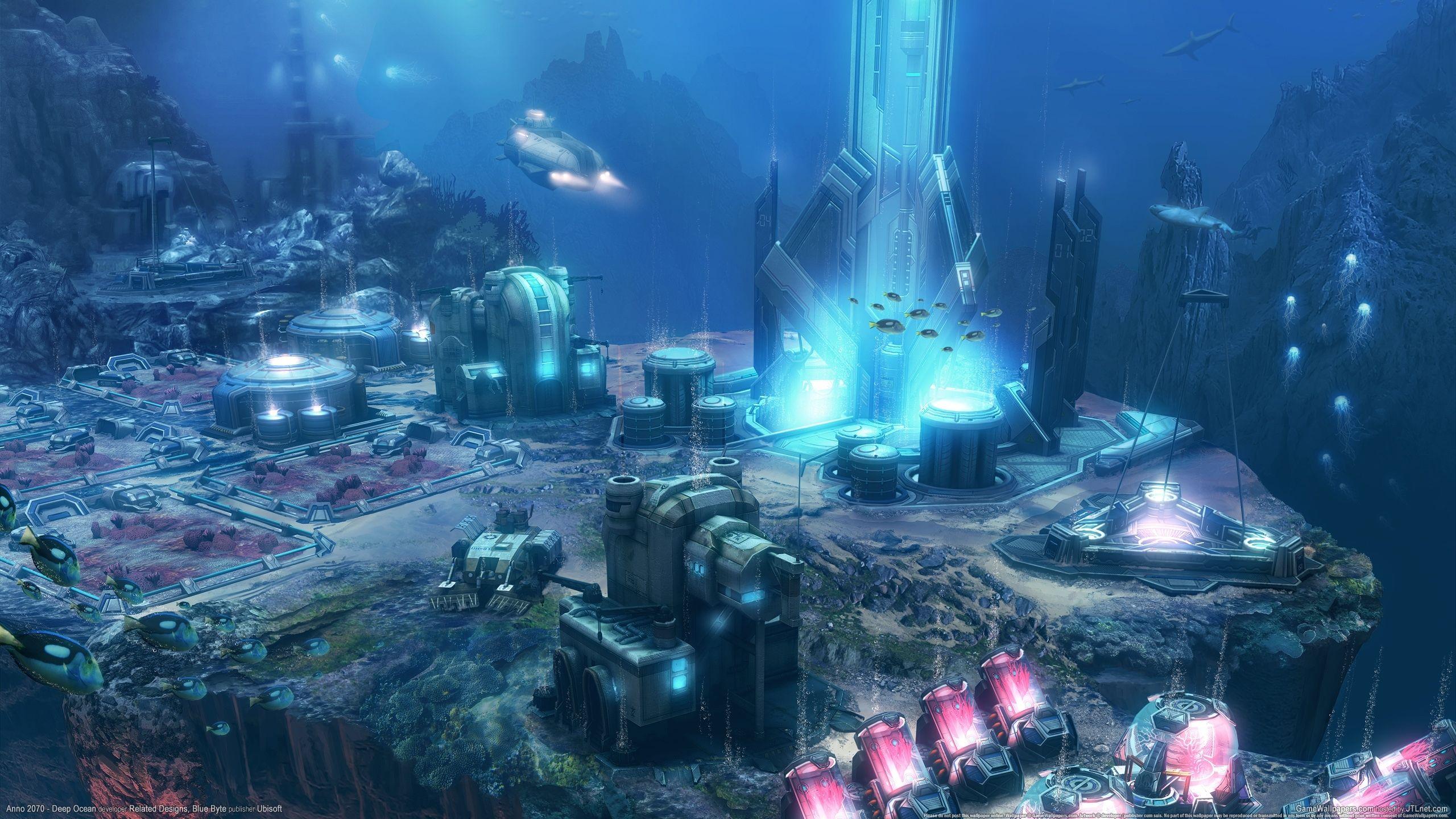2560x1440 ANNO 2070 Deep Ocean Sci Fi Hình nền thành phố dưới nước.  2560x1440