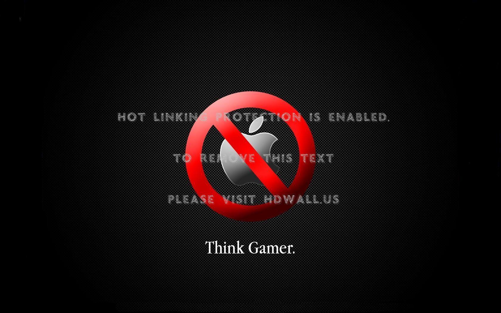 1680x1050 apple inc mac think gamer not logo funny