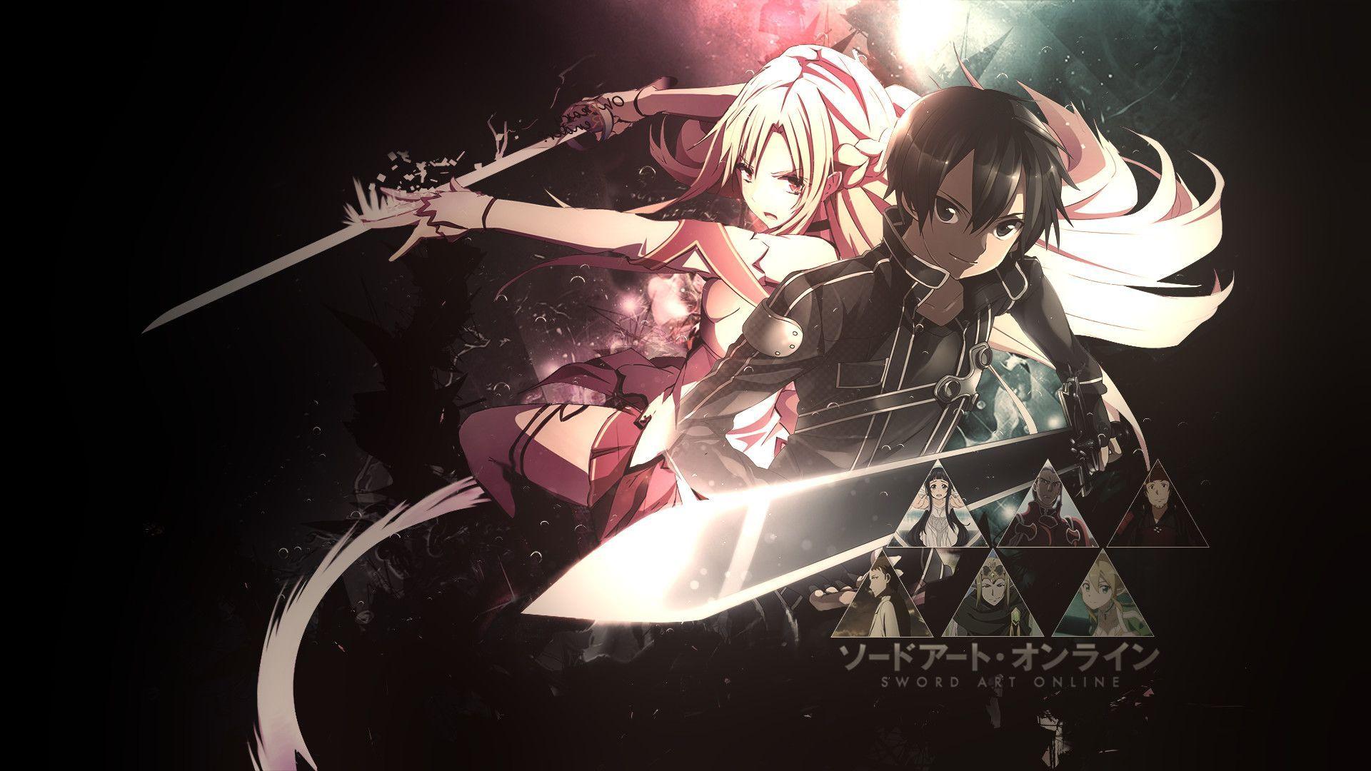 1920x1080 warriors, anime, swords, Sword Art Online, upscaled