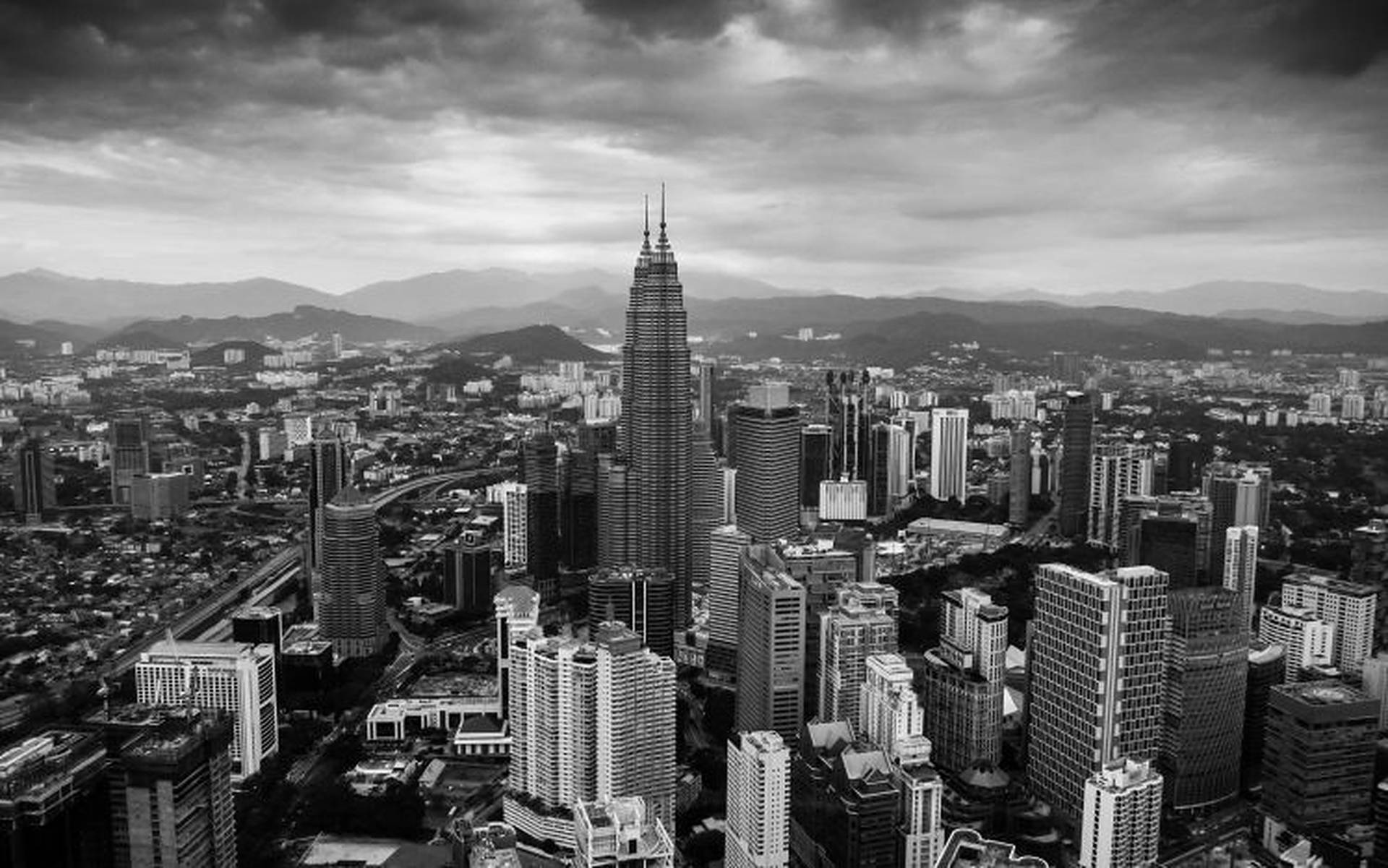 1920x1201 Kuala Lumpur In Monochrome Wallpaper